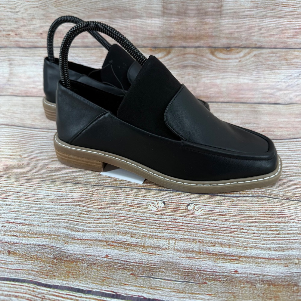 DV Dolce Vita Flirty Black Square Toe Slip‎ On Loafers Low Stacked Heel Womens 9 - Picture 7 of 8